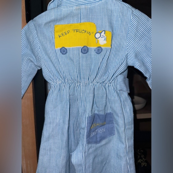 Vintage 70s Nanette Baby boy Romper long sleeve Keep Truckin’ jumpsuit applique - Picture 6 of 6
